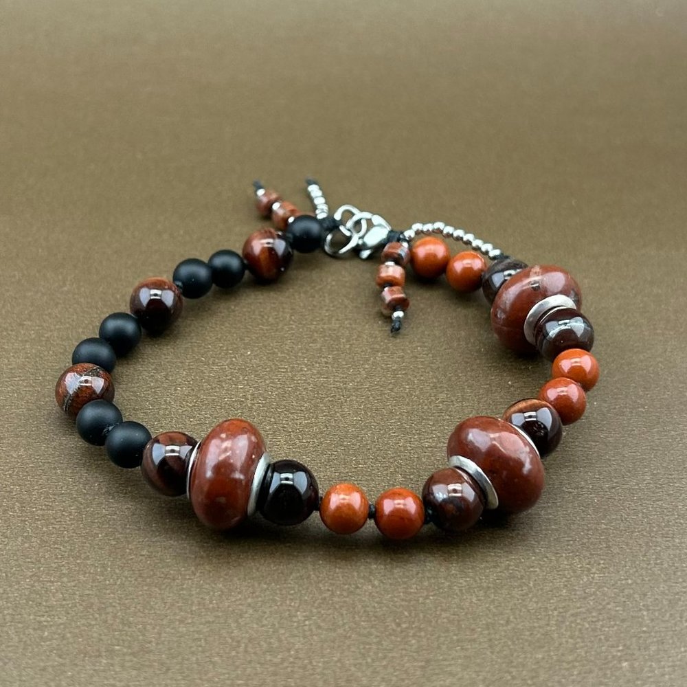 Women Mixed Gemstone Bracelet-Hand Knotted Bracelet-Chunky Unisex Bracelet
